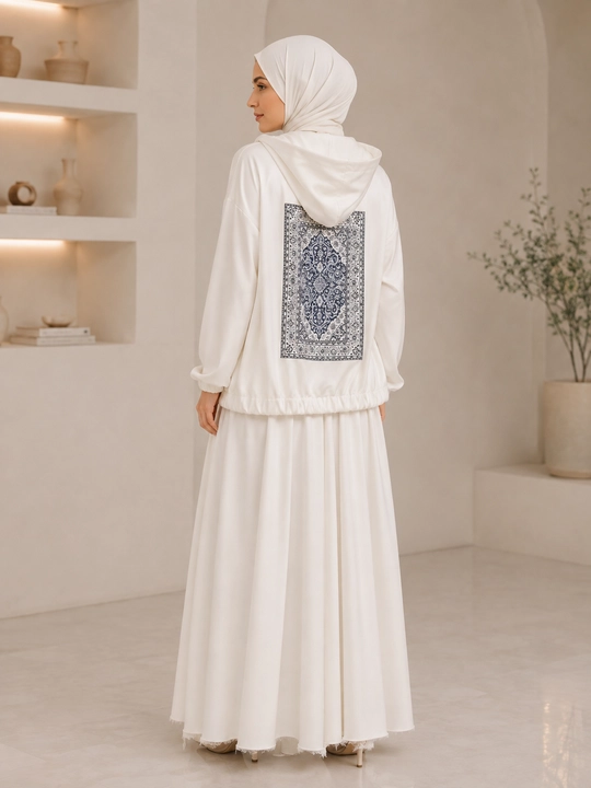 Ayollar uchun Hudi yubka, 2-ip kuzgi mato, standart 44–50, oversize, hijob uslubi