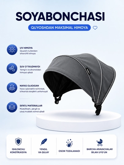 Коляска прогулочная детская складная всесезонная легкая с большим капюшоном