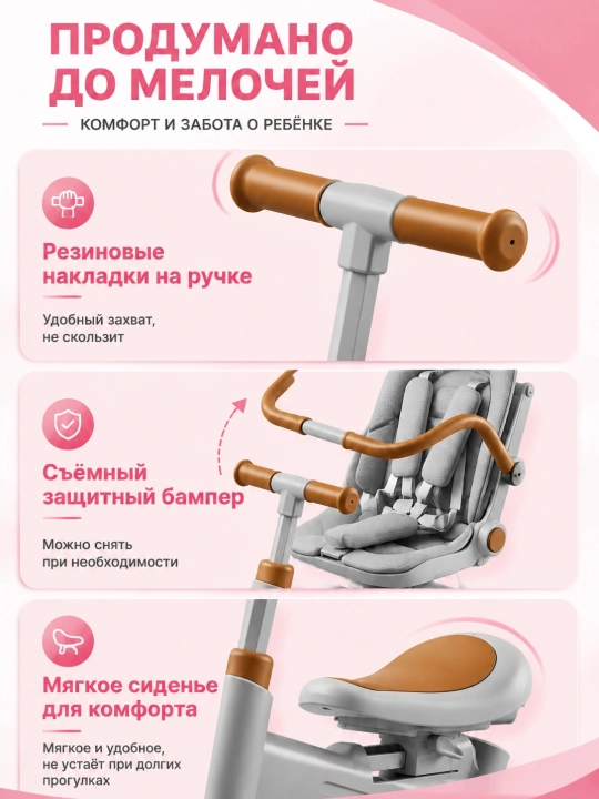 Детский велосипед 8 в 1 Cool Guy , складной трехколесный велосипед-трансформер, до 30 кг