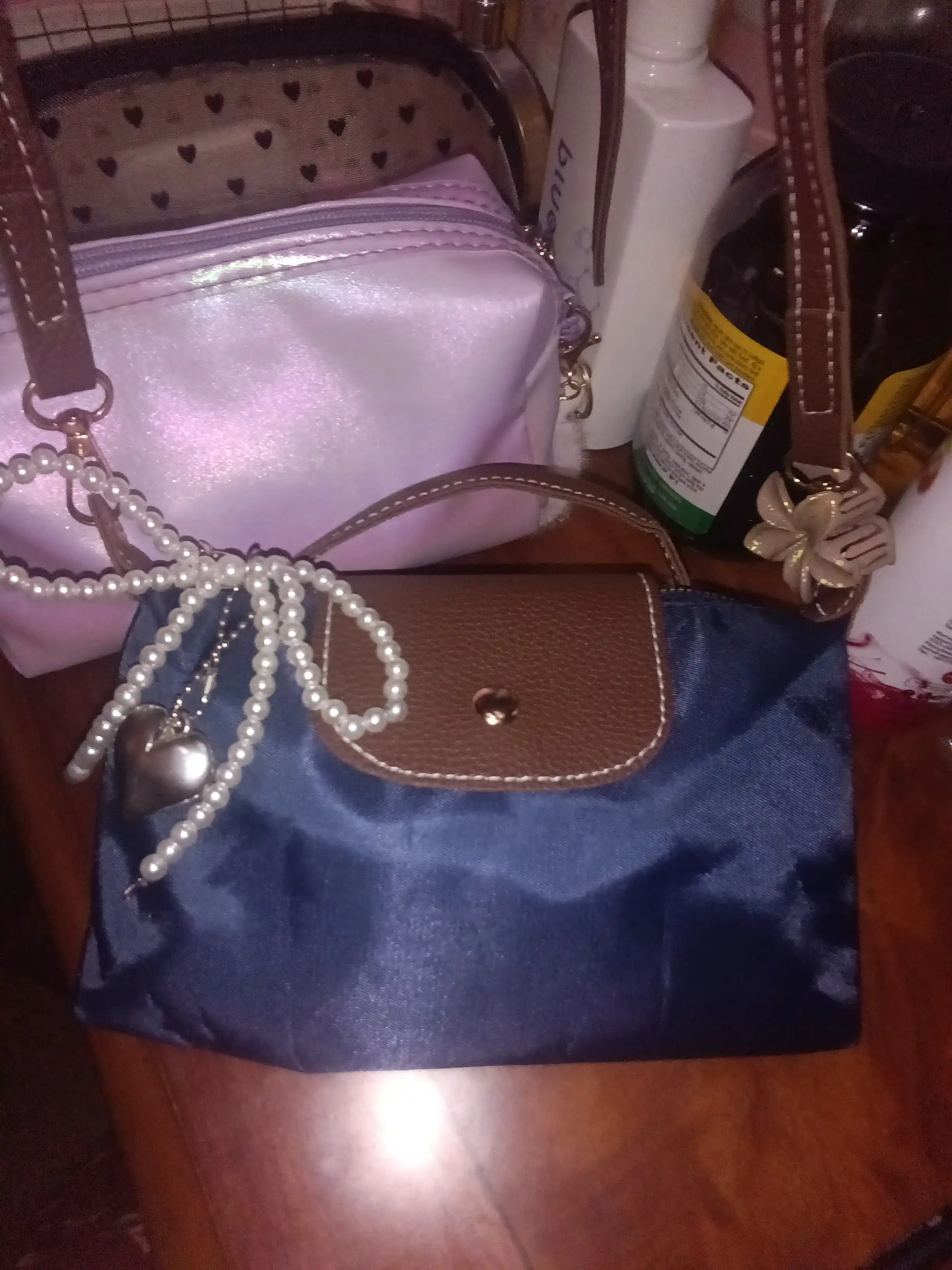Ayollar uchun Longchamp uslubidagi eko-charmdan kichik kross-bodi sumkasi
