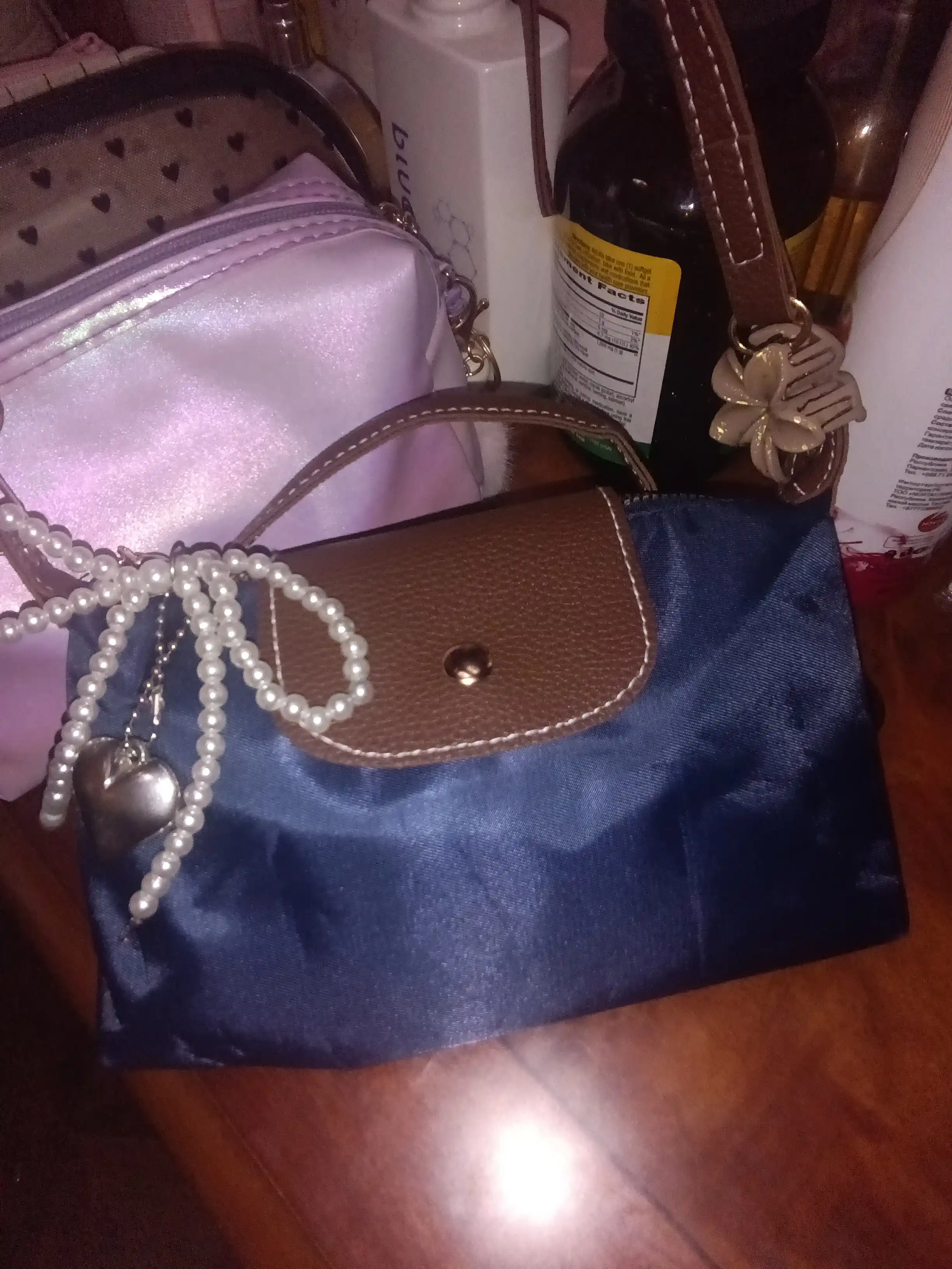 Ayollar uchun Longchamp uslubidagi eko-charmdan kichik kross-bodi sumkasi
