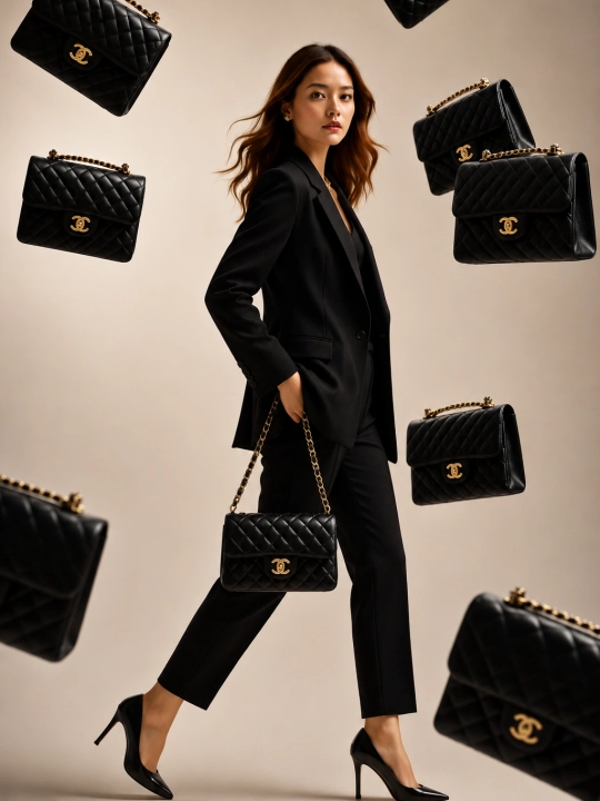 Chanel uslubidagi ayollar yelka sumkasi, zanjirli qavilgan model
