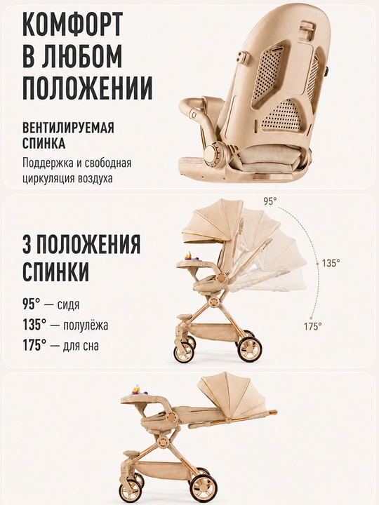 Детская коляска, складная, вращающаяся на 360, для путешествий