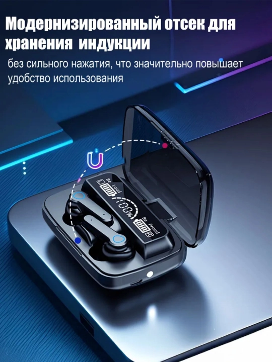 Mikrofonli simsiz quloqchinlar, Bluetooth, USB Type-C, qora, mat qora