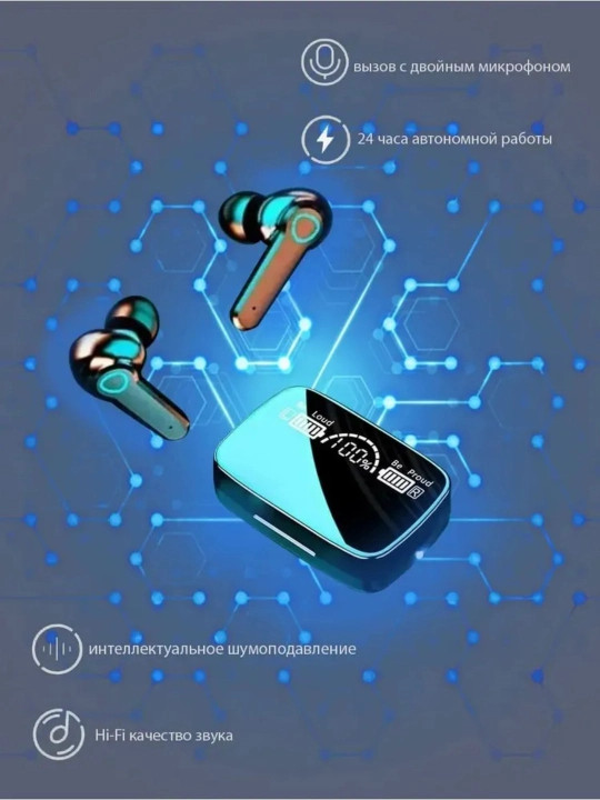 Mikrofonli simsiz quloqchinlar, Bluetooth, USB Type-C, qora, mat qora