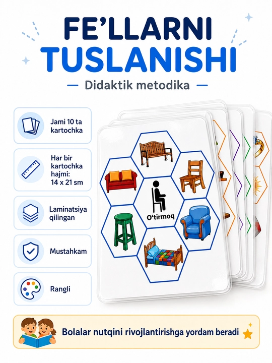 Fe’llarning tuslanishini o‘rganish uchun kartochkalar