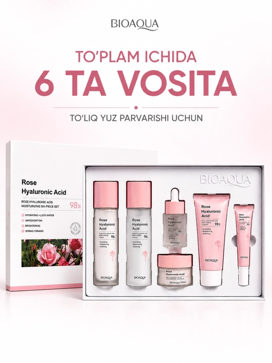 Gialuron kislotali, terini yoshartirish uchun BIOAQUA kosmetik sovg‘a to‘plami
