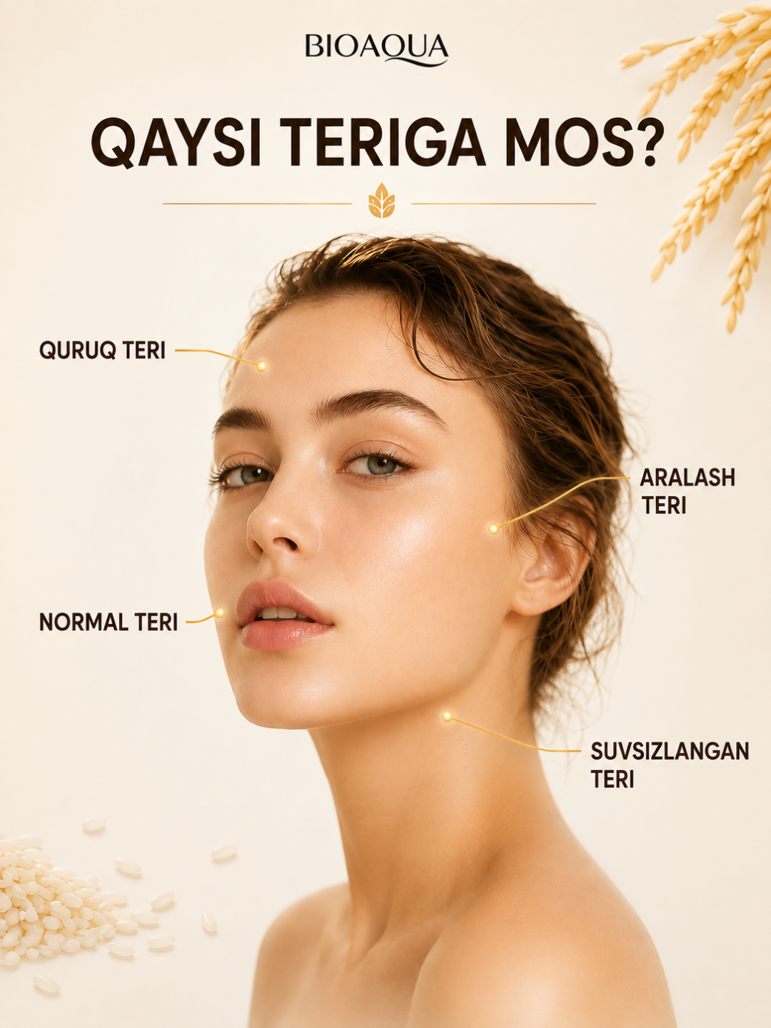 Gialuron kislotali, terini yoshartirish uchun BIOAQUA kosmetik sovg‘a to‘plami