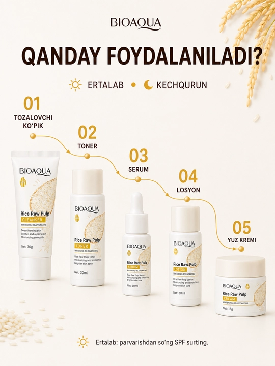 Gialuron kislotali, terini yoshartirish uchun BIOAQUA kosmetik sovg‘a to‘plami