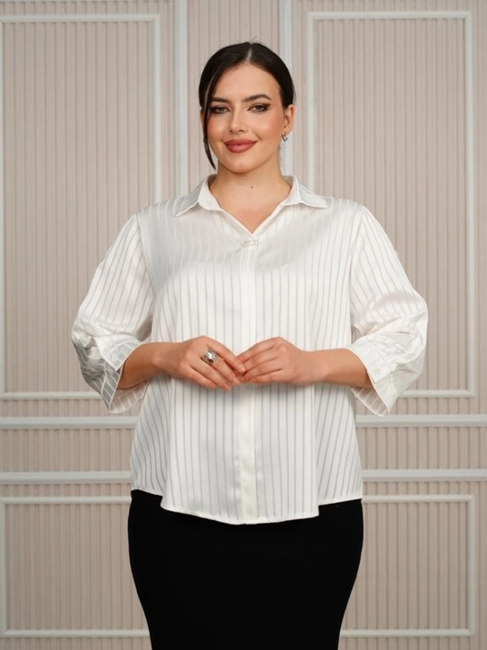 Ayollar bluzkasi katta o‘lcham XL–4XL (50–56), XB + shoyi, Erkin bichimdagi bluzka