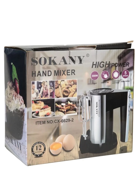 Sokany-6629Turbo-rejim va 5 tezlikka ega qo‘l mikseri