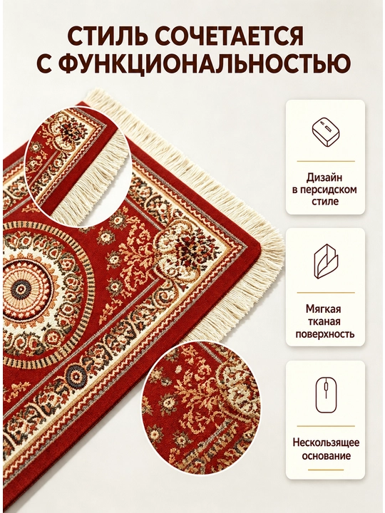 Коврик для мыши из персидского ковра, нескользящий коврик для мыши