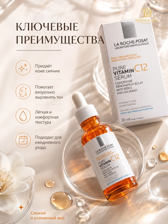 Для ежедневного ухода за лицом, мягкого финиша и сияющего вида, C12, 30 мл
