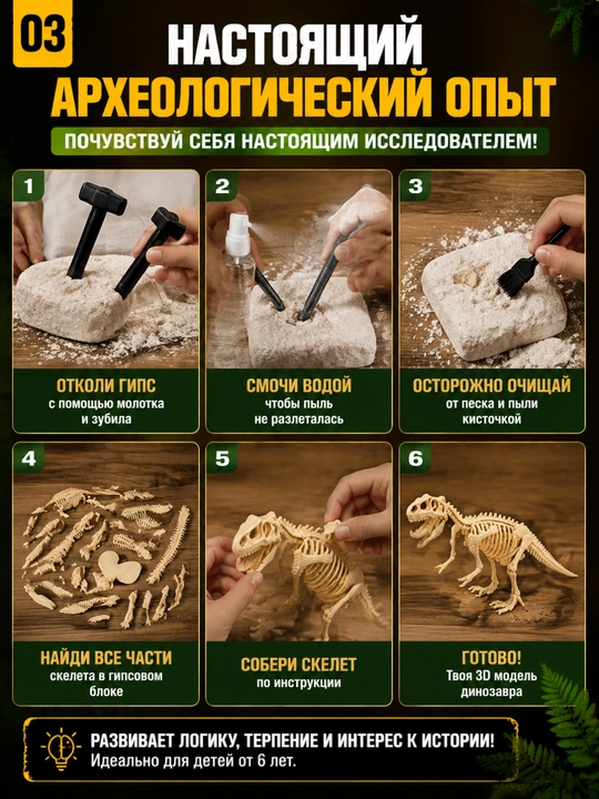 Bolalar uchun dinozavr qazilma tuxumi | Dinozavr skeleti arxeologik qidiruv o‘yinchog‘i