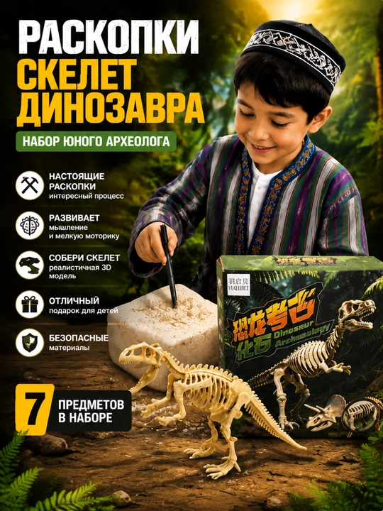 Bolalar uchun dinozavr qazilma tuxumi | Dinozavr skeleti arxeologik qidiruv o‘yinchog‘i