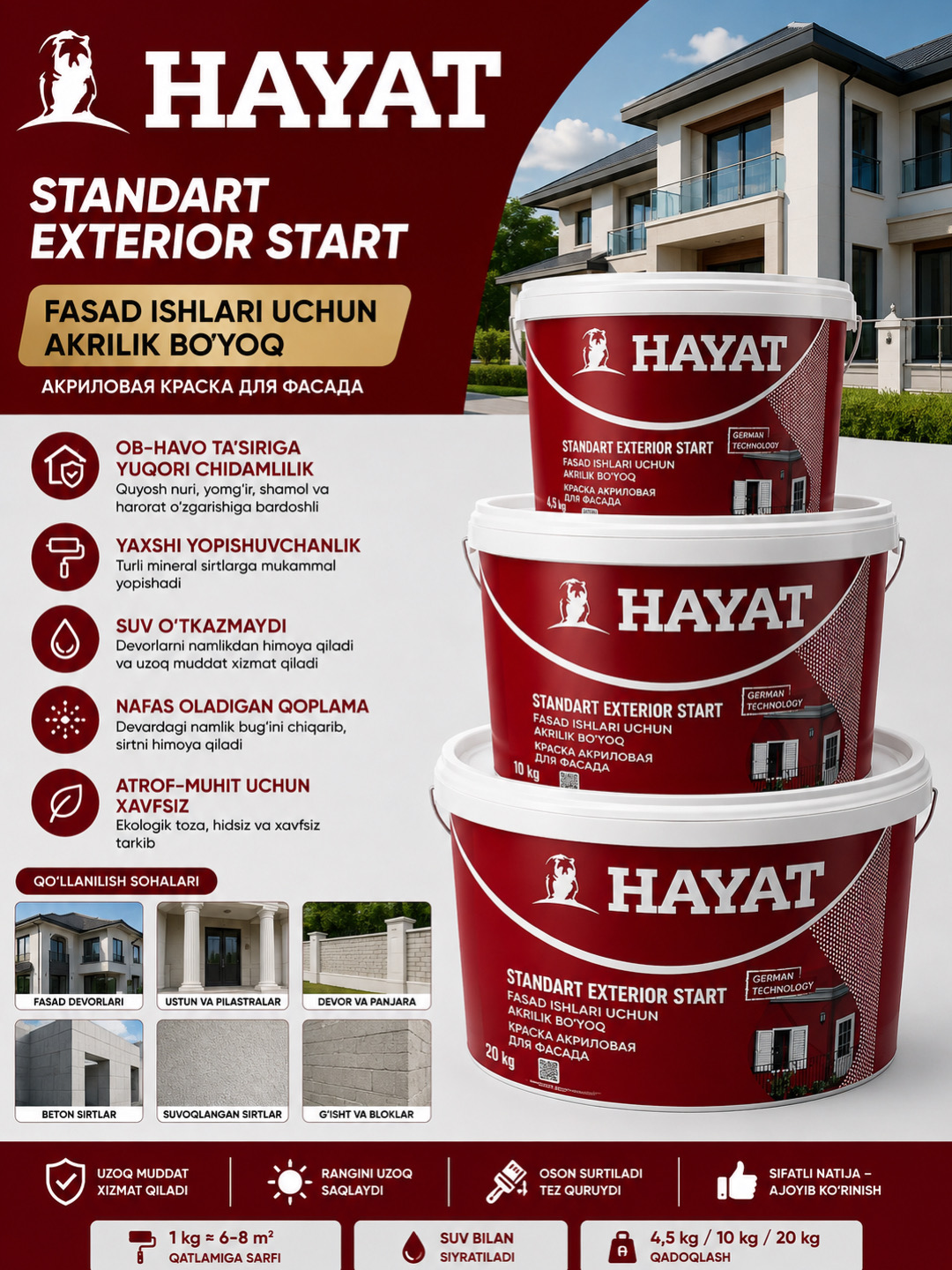 HAYAT Standart Exterior Start Tashqi ishlar uchun