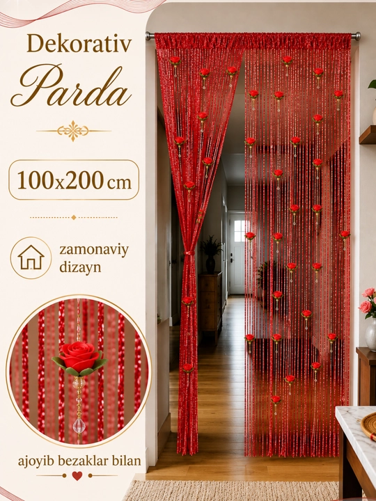 Декоративная штора с цветочным узором, для дверей и окон, 100×200 см - 
