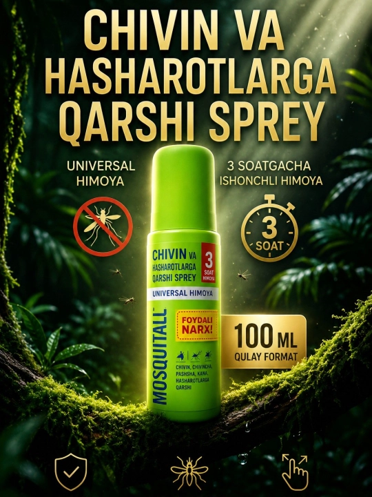 Спрей от комаров Mosquitall, репеллент от комаров, защита от укусов
