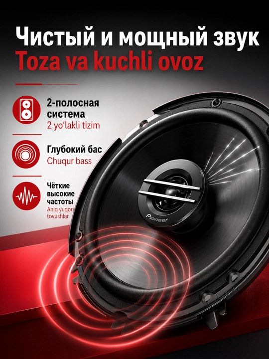 Авто колонки Pioneer TS-G1620F-2, 2-полосный динамик