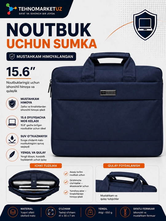 Noutbuk uchun sumka mustahkam himoyalangan 15.6" - 