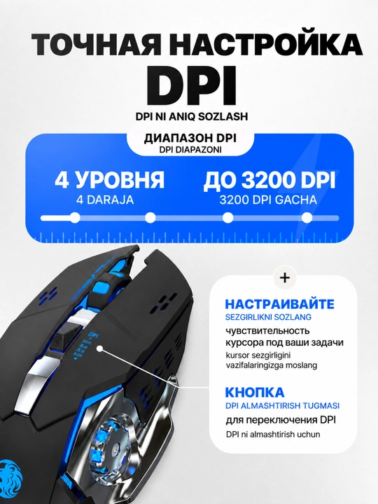 Simsiz o‘yin sichqonchasi G305, Bluetooth va 2,4 GGs, 3200 DPI kompyuter sichqonchasi
