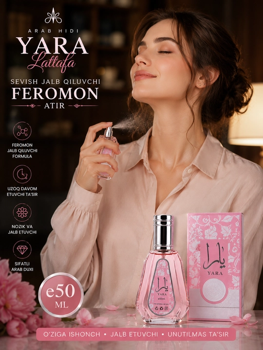 Ayollar parfyumeriya suvi Lattafa Yara Moi, 50 ml — uzoq saqlanuvchi sharqona atir