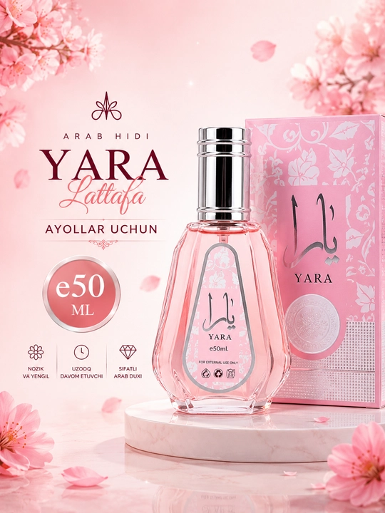 Ayollar parfyumeriya suvi Lattafa Yara Moi, 50 ml — uzoq saqlanuvchi sharqona atir