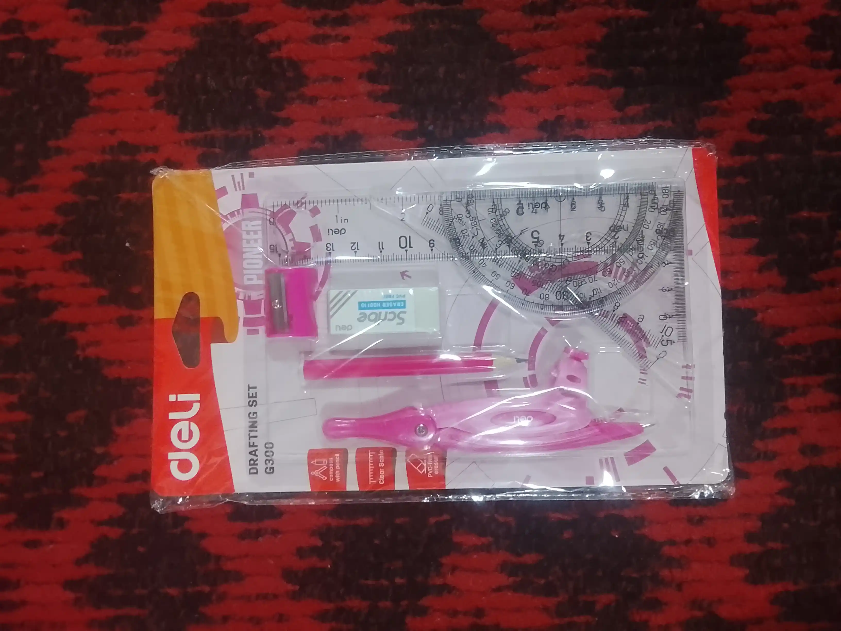 Maktab to'plami Deli sirkul, chizg'ich, qalam va o'chirgich, EG30001