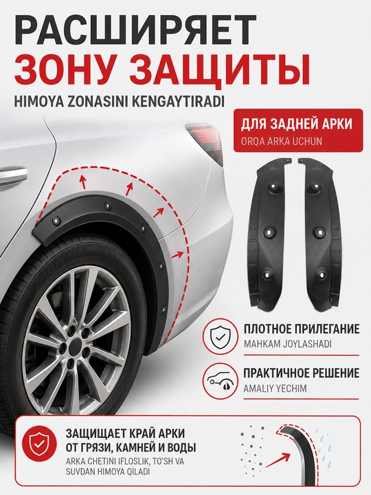 Брызговики для автомобилей Chevrolet, BYD, Lixiang, Kia, Chery, Jetour, Hongqi