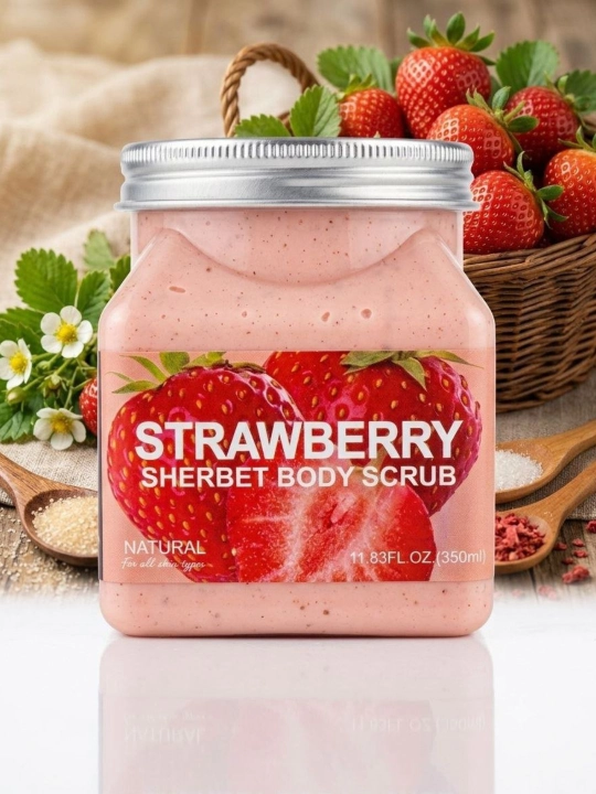 Qulupnayli Sherbet Body Scrub, tana skrabi, sharbat skrabi - 