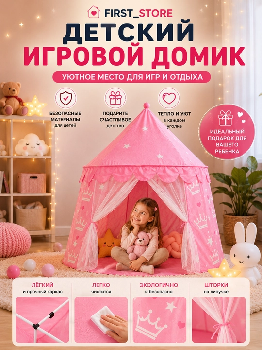 Bolalar o‘yin chodiri, bolalar va o‘yinchoqlar uchun uycha, uy va ko‘cha uchun