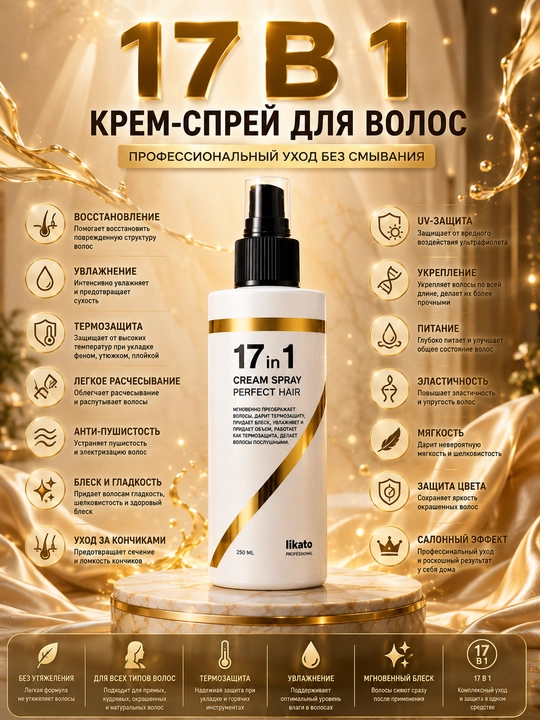 Likato 17 в 1, термозащита для волос, оригинальная продукция Likato, спрей для волос