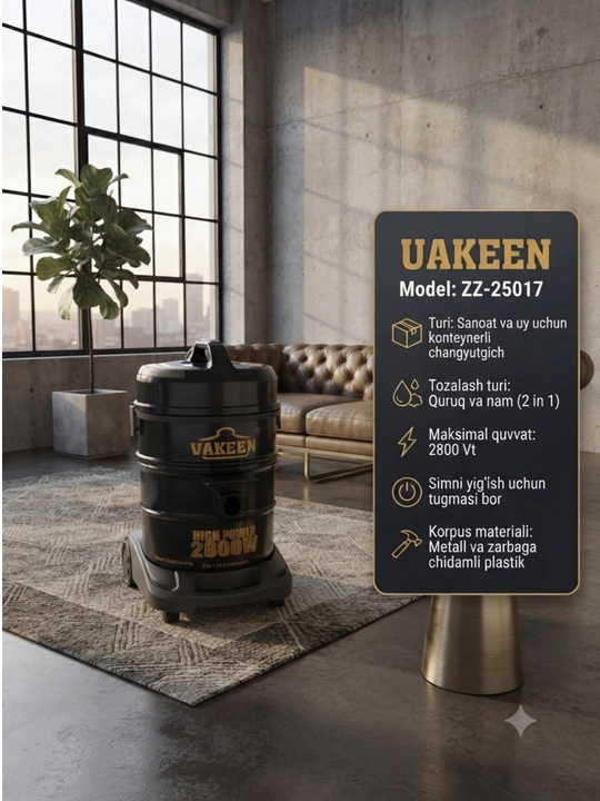 Yuqori texnologiyali changyutgich UAKEEN ZZ-25014 28L, ZZ-25016 30L, ZZ-25017 30L - 