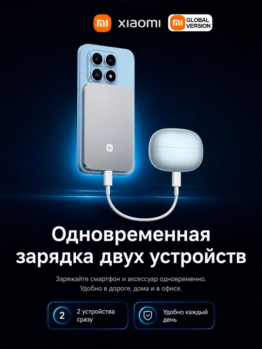 Xiaomi UltraThin 5000 mA/soat magnitli quvvat banki, 22,5 Vt, 15 Vt simsiz, 6 mm