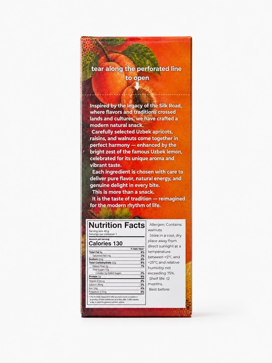 Батончик MevaQand Oriental Energy Bar из сухофруктов, 40 г (14 шт.)