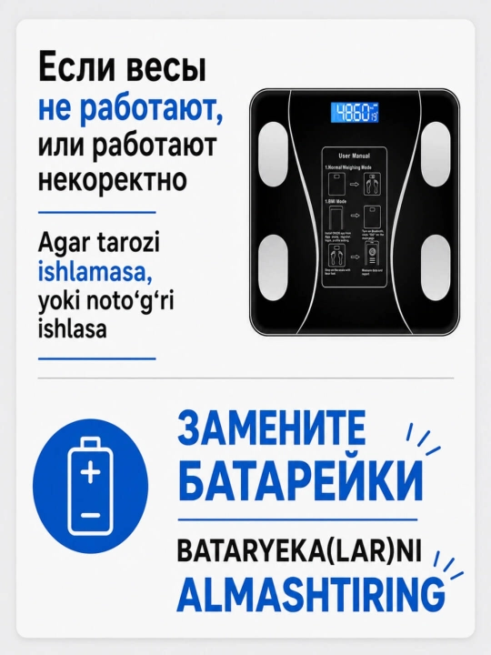 Весы напольные, умные, электронные, для фитнеса
