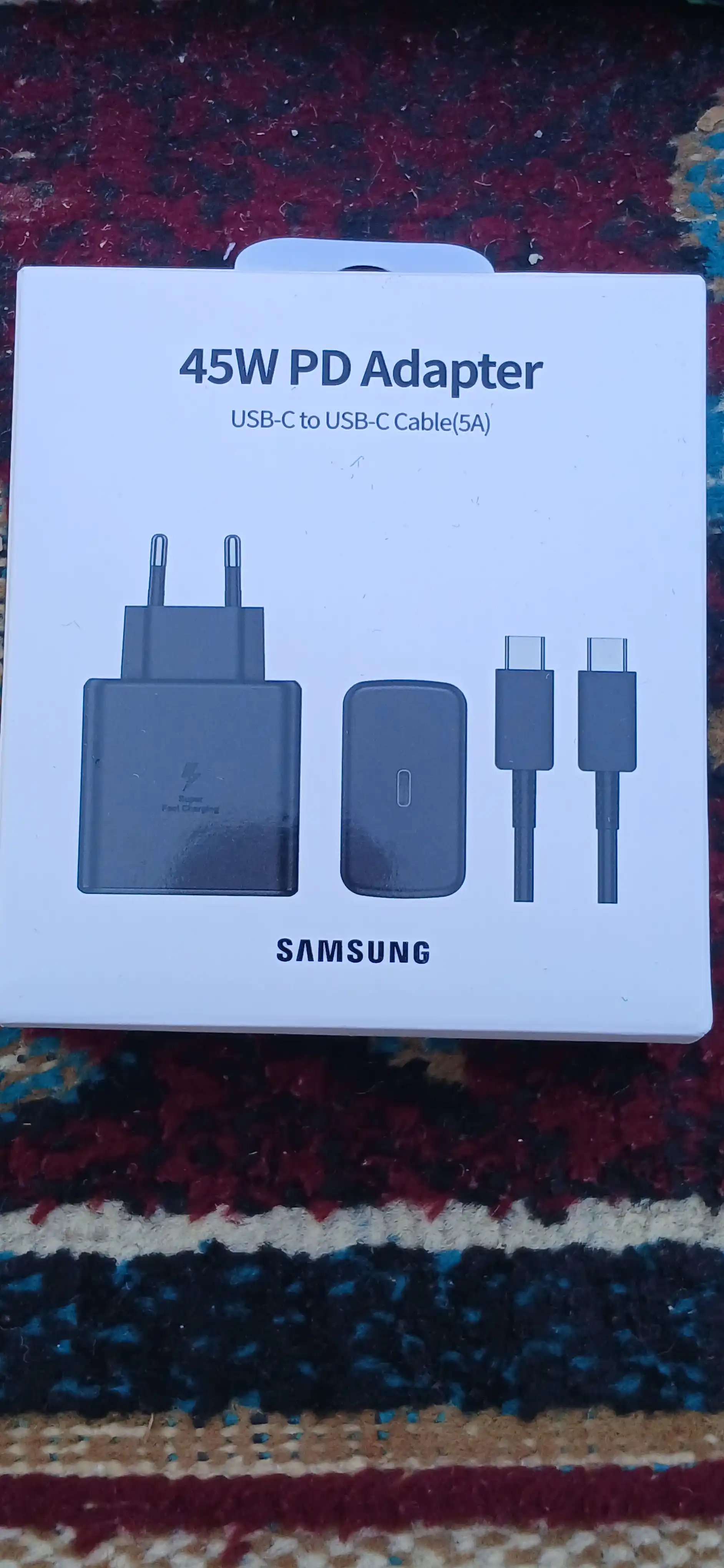 Зарядное устройство Samsung 45W, Type-C, быстрая зарядка, адаптер для телефона