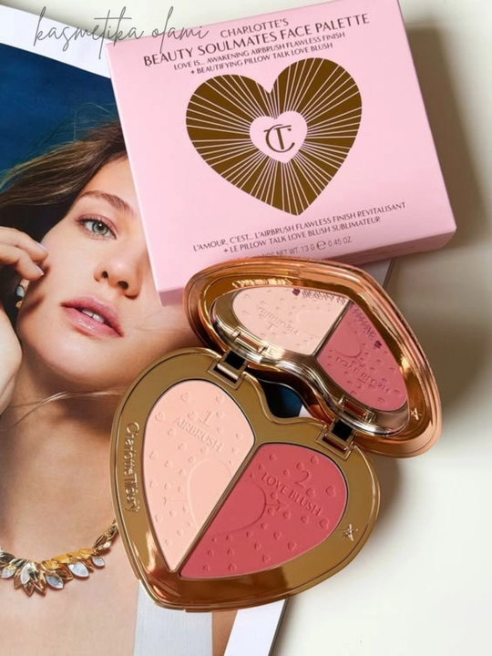 Yuz uchun rumyana Charlotte Tilbury Heart of Glass Airbrush, ikkitali palitrasi - 