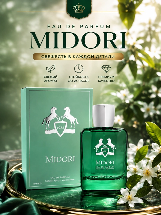 MIDORI, Eau de parfum, еrkaklar uchun yoqimli va unikal atir, 100 ml (OAE)
