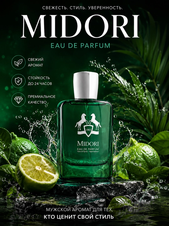 MIDORI, Eau de parfum, еrkaklar uchun yoqimli va unikal atir, 100 ml (OAE)