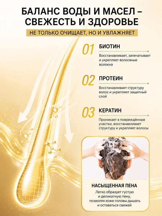 Шампунь с биотином против выпадения волос, без сульфатов