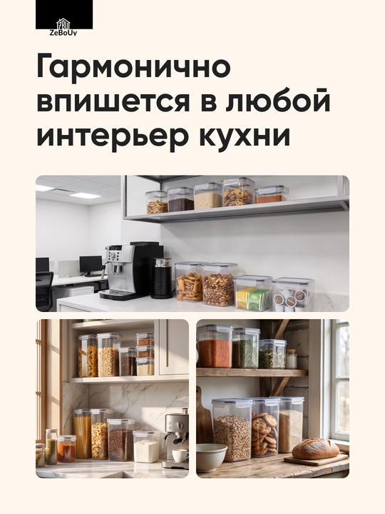 Контейнеры для хранения продуктов, герметичный набор для круп и сыпучих продуктов