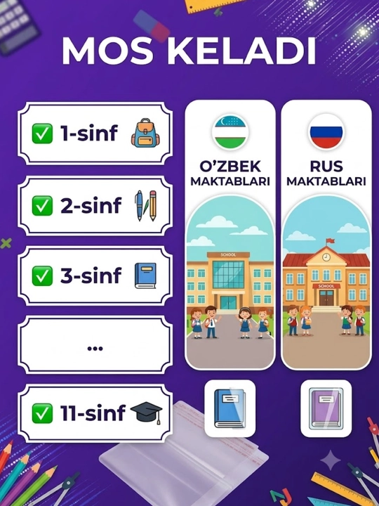 Daftar, kundalik va darsliklar uchun muqovalar A5 24 dona 110 mkm shaffof zich