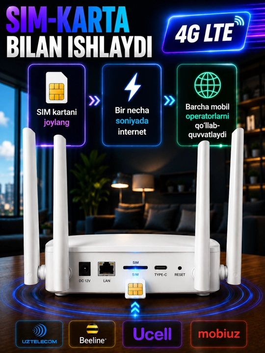 4G LTE CPE Wi-Fi роутер с SIM-картой, для дома и улицы,300mbs