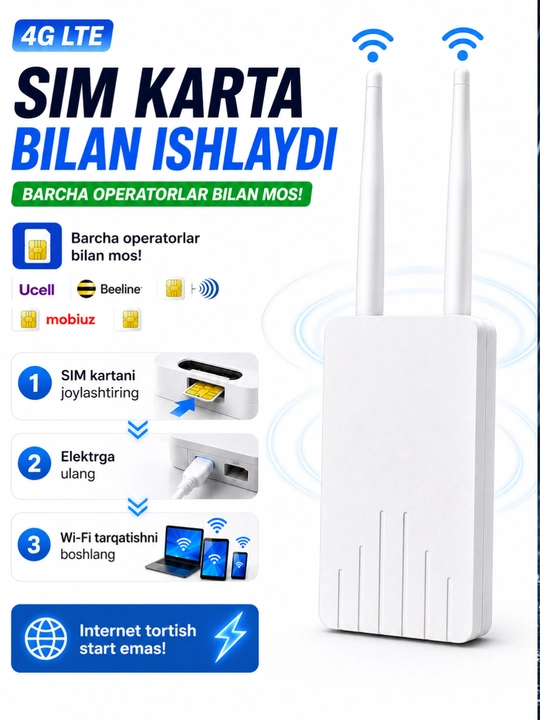 4G LTE CPE Wi-Fi роутер с SIM-картой, для дома и улицы,300mbs