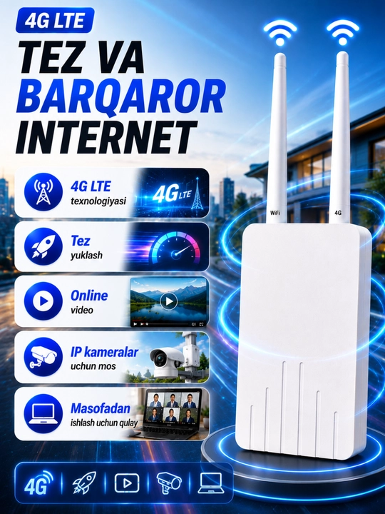 4G LTE CPE Wi-Fi роутер с SIM-картой, для дома и улицы,300mbs