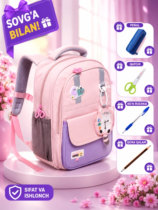 Bolalar ryukzagi, maktab sumkasi, qizlar ryukzagi, o‘quvchi sumkasi, bolalar sumkasi