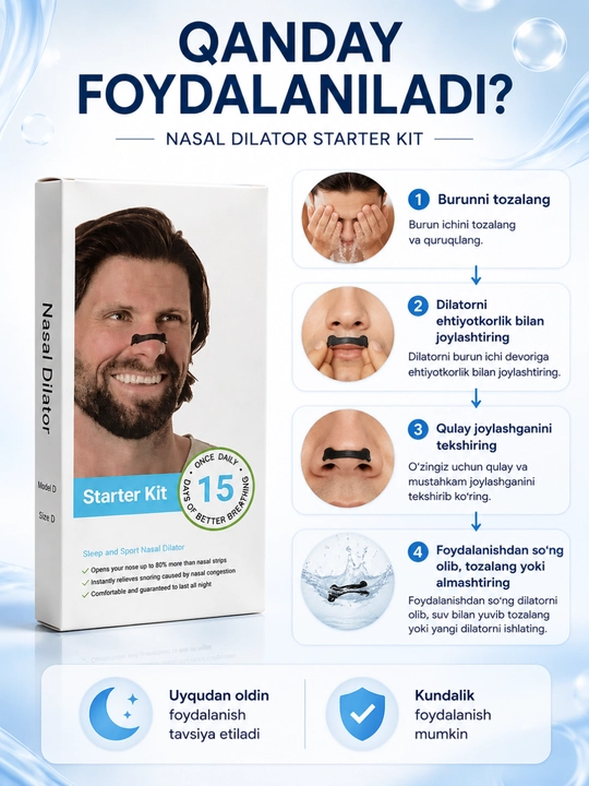 Burun uchun dilator toʻplami, 15 dona Nasal Dilator Starter Kit