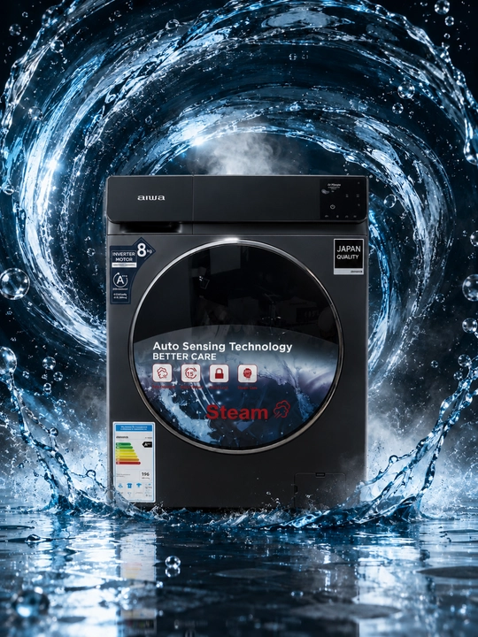 Aiwa Inverter Direct Drive 8 kg Steam kir yuvish mashinasi, LED sensor panel