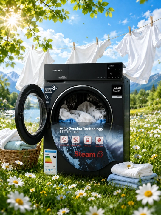 Aiwa Inverter Direct Drive 8 kg Steam kir yuvish mashinasi, LED sensor panel